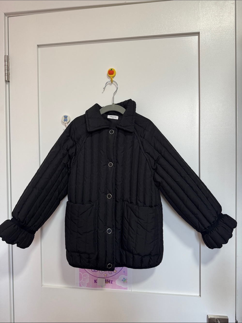 Kids Quilted Black Light Down Jacket with Front Pockets